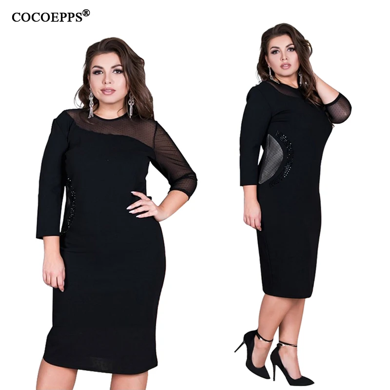 Сетчатое винтажное вечернее платье COCOEPPS 5xl 6xl в стиле пэчворк женское облегающее