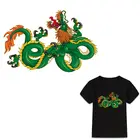 Нашивки для одежды, с теплопередачей, с изображением Зеленого дракона, моющиеся, а-уровня, взрослая футболка, Y-019