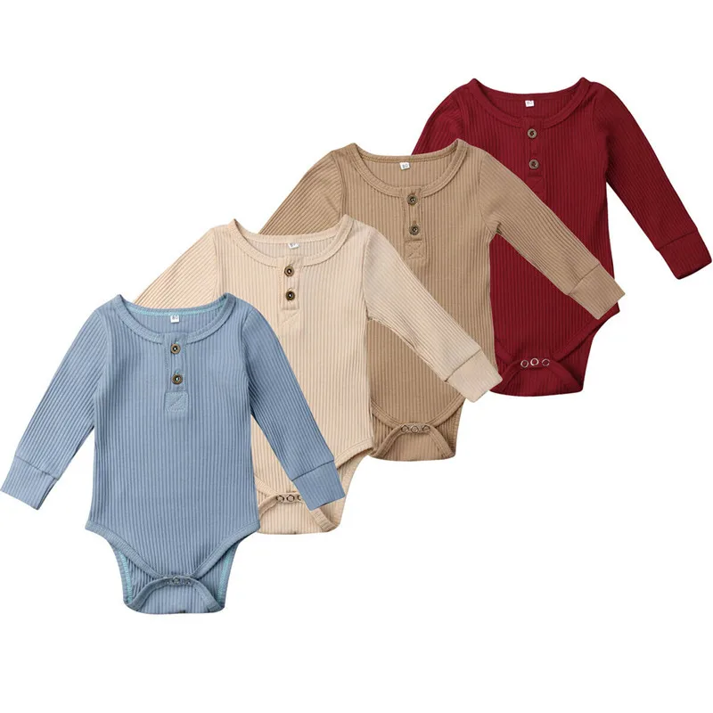 

Newborn Baby Girl Boy Ruffles Romper Solid Color Crew Neck Jumpsuit Baby Girls Long Sleeve Princess Romper Outfit Clothes 0-24M