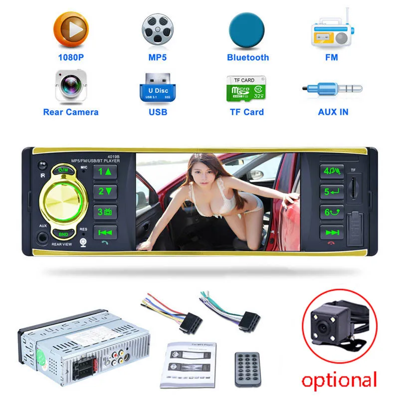 Автомобильный радиоприемник Mirror Link 1 Din 4 дюйма HD Bluetooth MP3 плеер Авторадио USB AUX FM