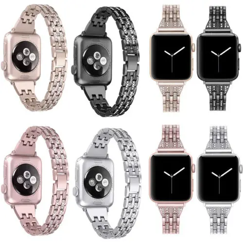 Для Apple Watch iWatch Band 42 мм из нержавеющей стали Женский Блестящий бриллиантовый