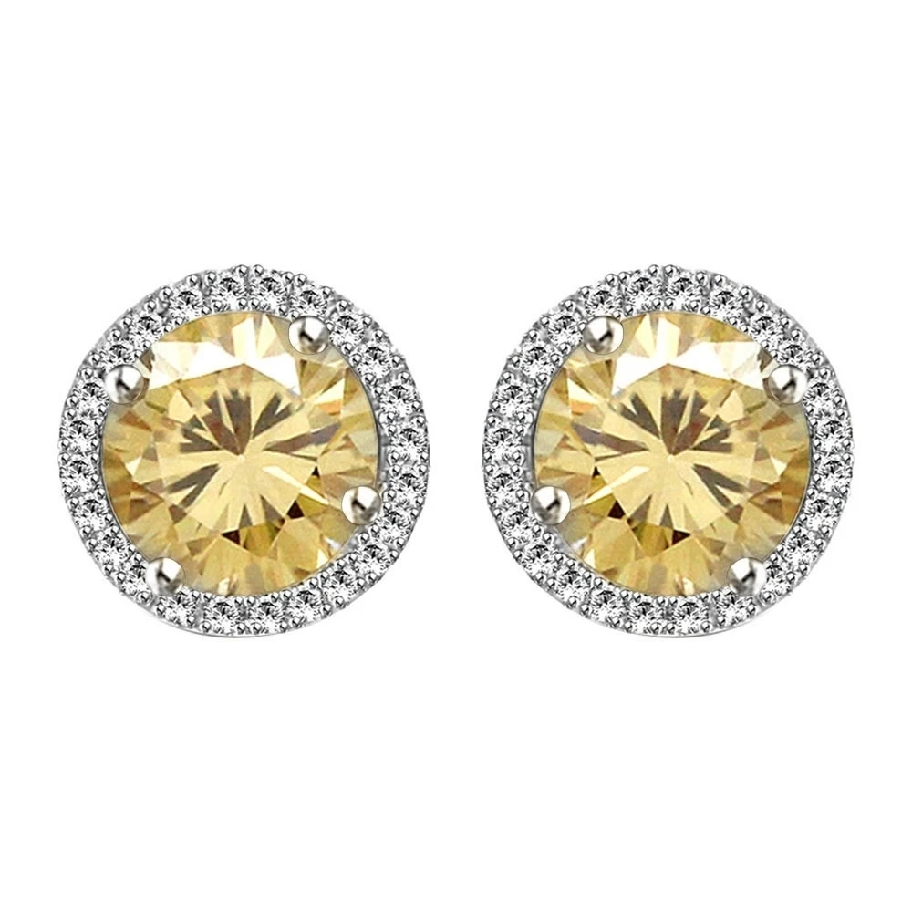 10 k White Gold 4 5 ct Круглый Золотой Муассанит Halo Серьги w/отодвинуть|Серьги| |