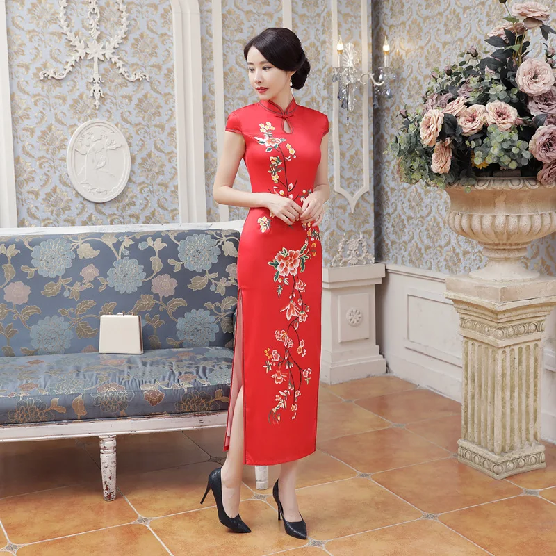 Китайские платья SHENG COCO Qipao весна Xia Pao Длинная женская повседневная юбка-Ципао с