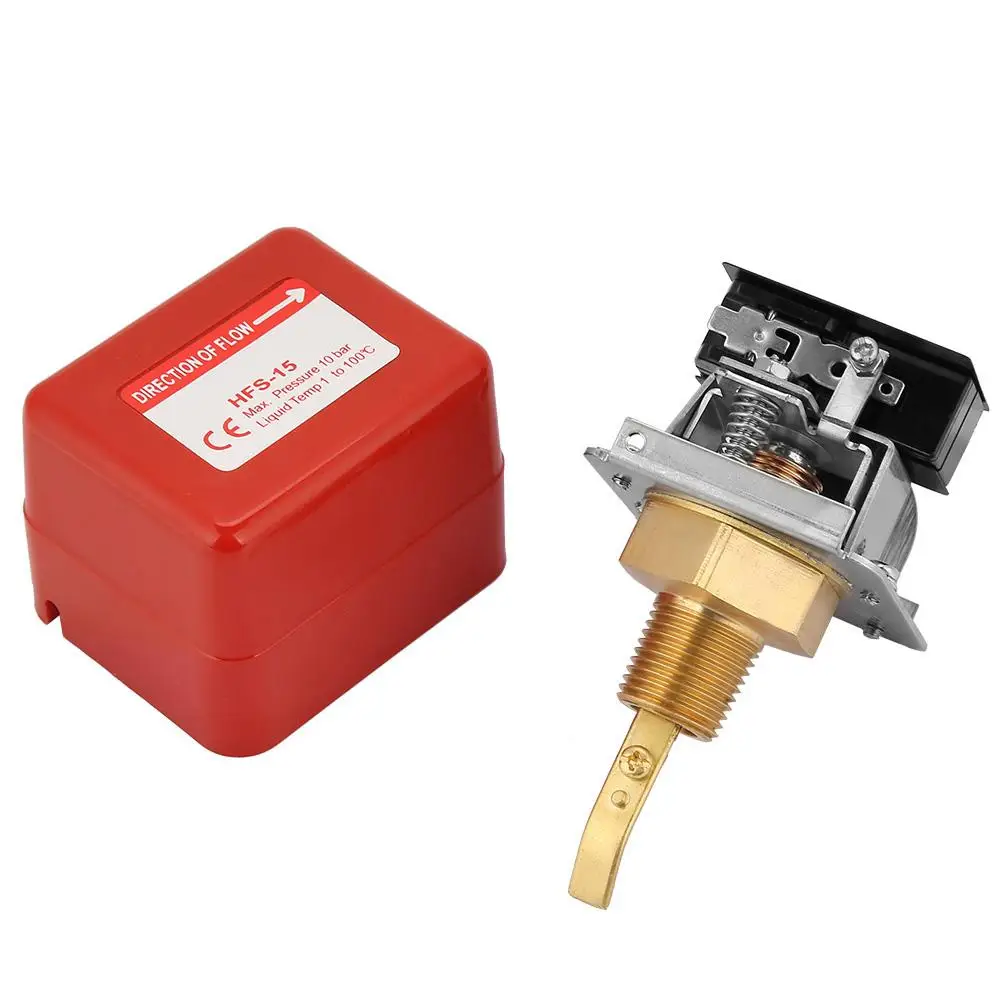 

1/2 Water /Paddle Flow Switch Thread Connection SPDT Contacts Red(Partial Stainless Steel Type) 220V AC 15A