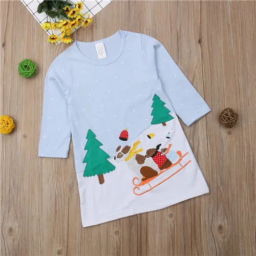 1-6Y Toddler Kids Baby Girls Dress Christmas Cartoon Casual Autumn Long Sleeve Princess Party Sundress Clothes Outfits | Детская одежда