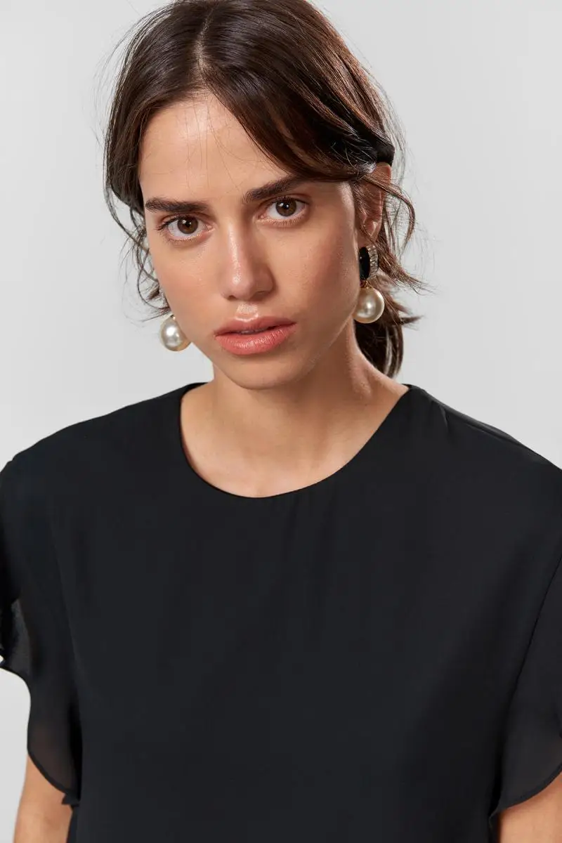 Trendyol базовое черное платье с оборками TOFSS18BB0239|Женские платья| |