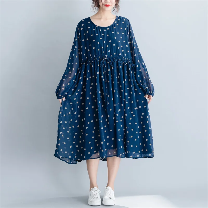 Женское пляжное шифоновое платье на весну и лето Повседневное в горошек с