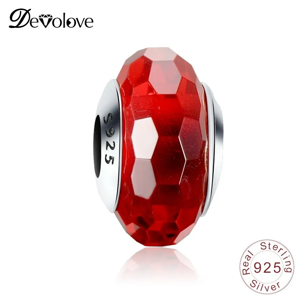 DEVOLOVE 925 пробы серебряные сверкающие бусины из муранского стекла подходят к