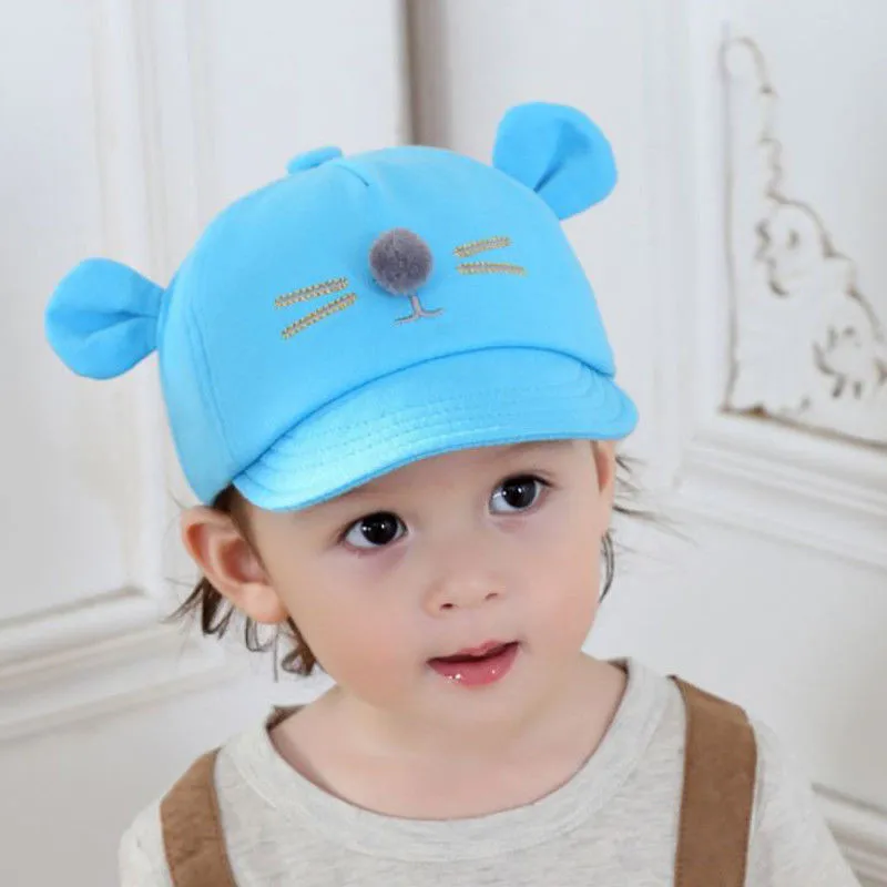 2-5Years Baby Boys Girls Mouse Ear Caps Hat Cute Kids Baseball Cap Beret Sun Newborn Peaked Snapback Casquette | Детская одежда и