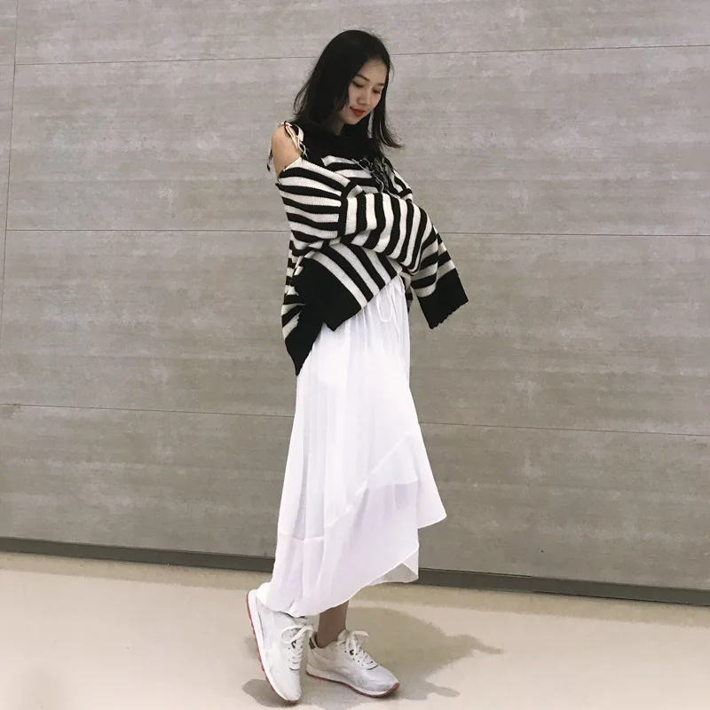 Новый женский Повседневный вязаный свитер с потертыми дырами свободный в