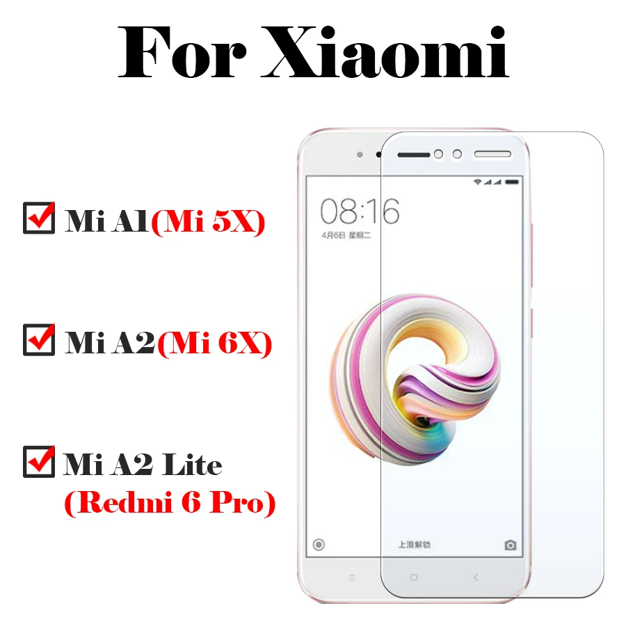 Закаленное защитное стекло для Xiaomi Mi A1 A2 5x6x6 Pro Lite Redmi F1 REDMI 6 6A NOTE 7|Защитные стёкла и
