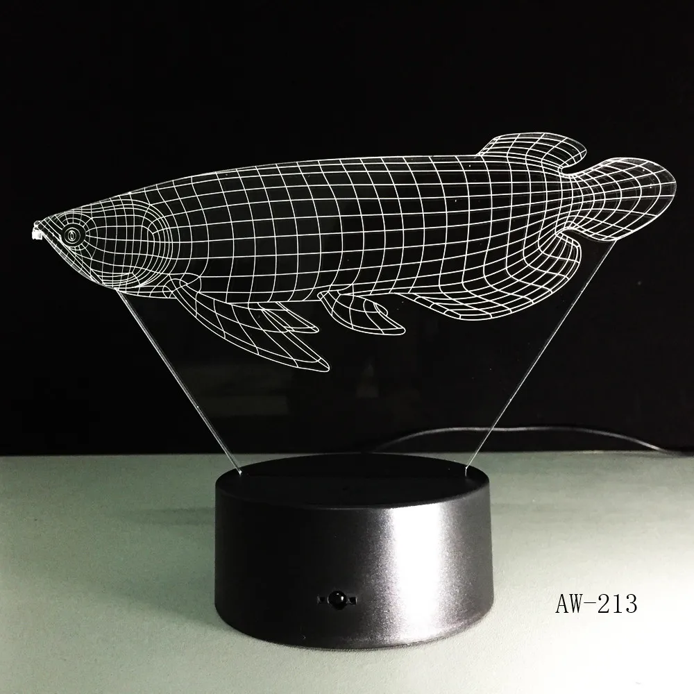 3D имитация рыбы визуальный светодиодный ночник счастливая Arowana настольная лампа
