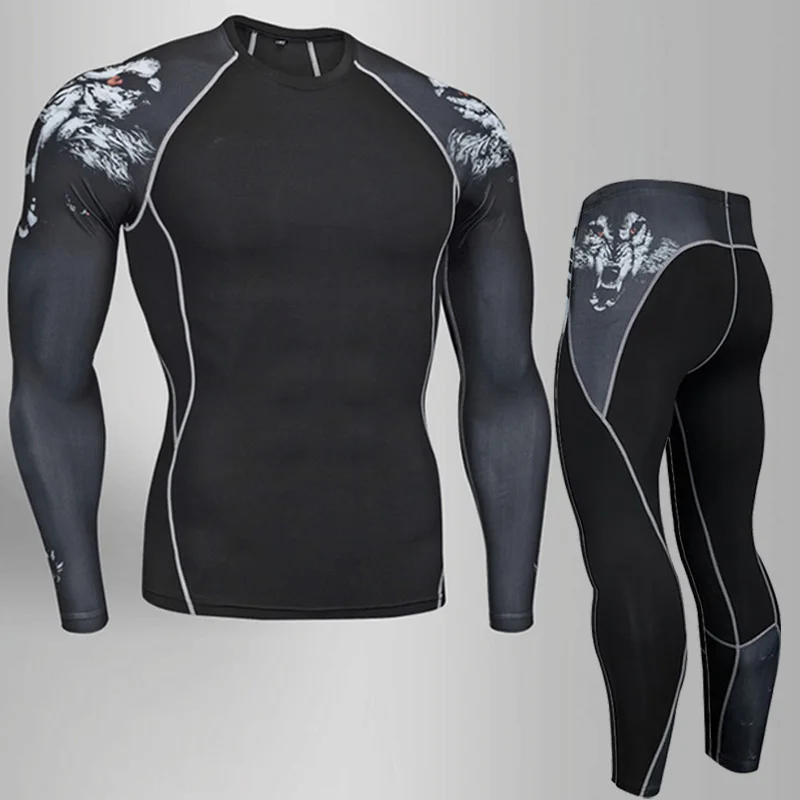 2020 Fitness MMA Shirt Men Rash Guard Men T Shirt  Long Sleeve Movement Compression Bodybuilding Skeleton Men 3D T-Shirt Top