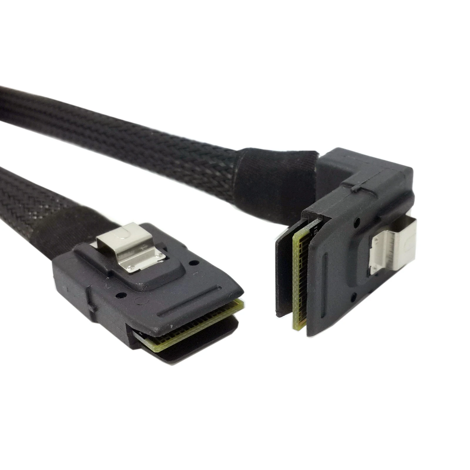 

CY 100cm Ultra Slim Flat Up Angled 90 Degree Mini SAS 36pin SFF-8087 to 8087 Data Raid Cable