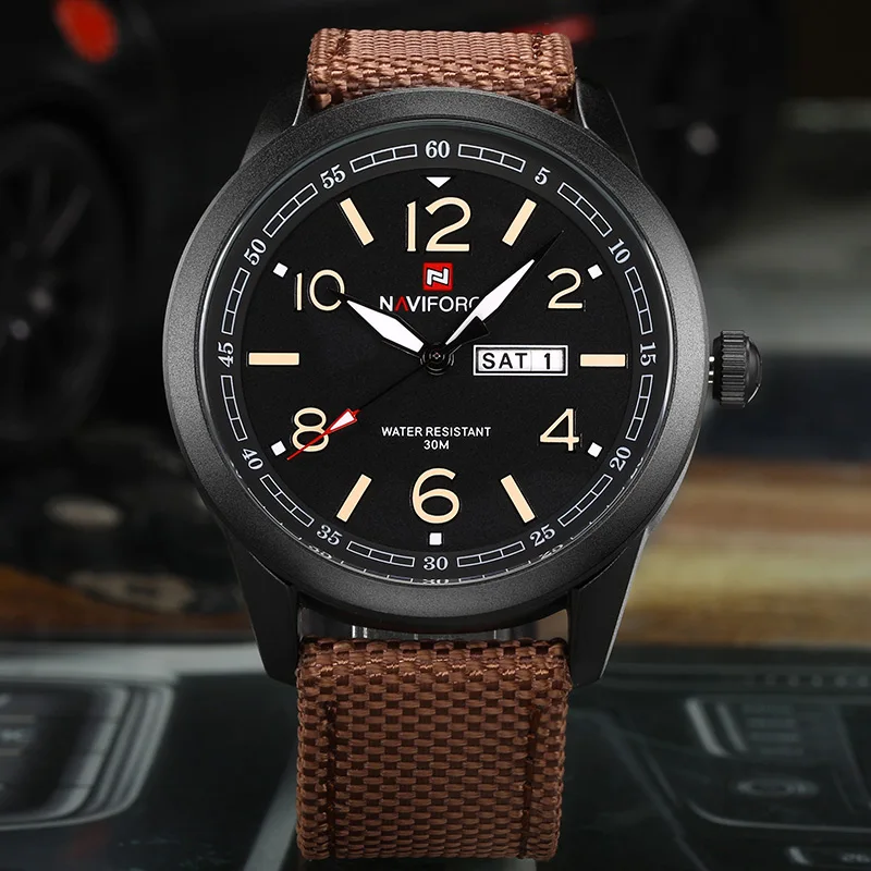 Новинка NAVIFORCE мужские модные роскошные часы Мужские кварцевые нейлоновые