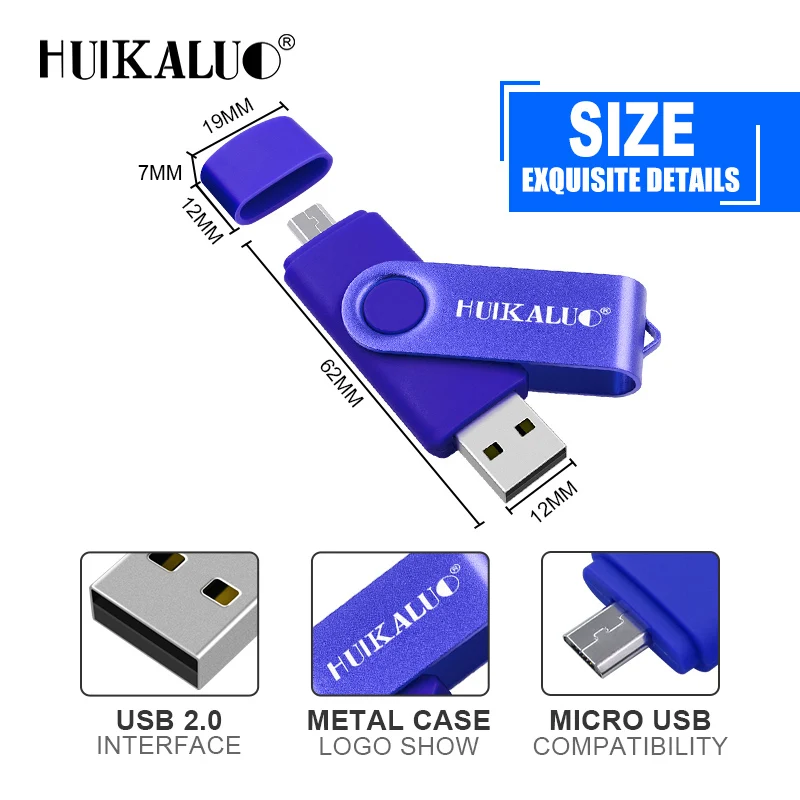 Huikaluo флеш диск USB 2 0 64 ГБ 32 металлический накопитель для смартфона/планшета/ПК 16 8