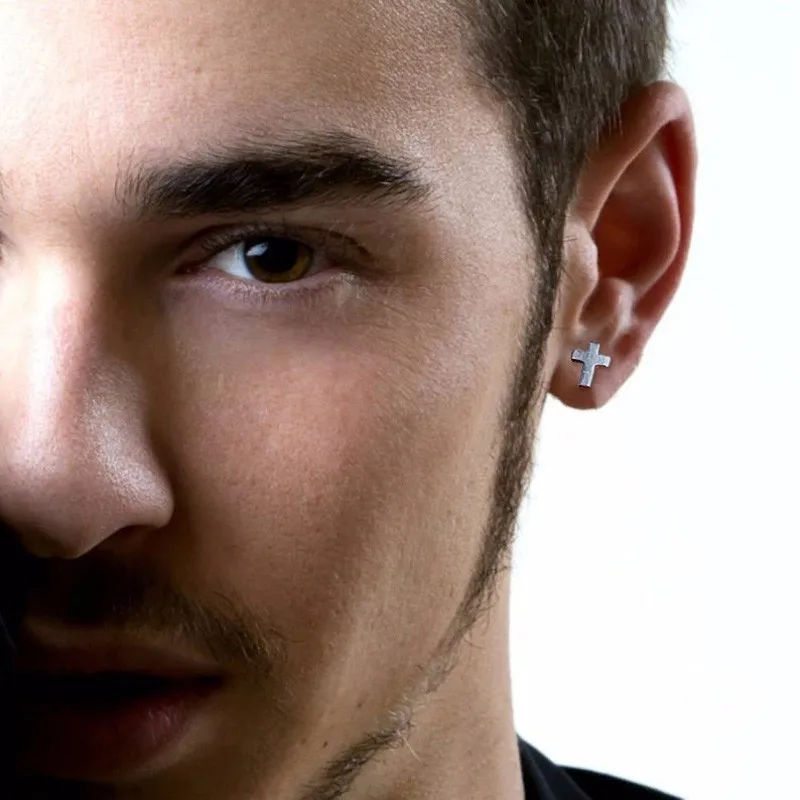 

Cross Post Stud Earrings for Men Stainless Steel Ecoat Plain Small Earing