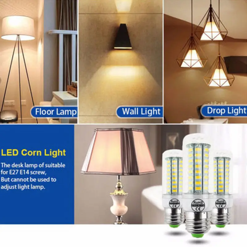 1 шт. E27 24/48/56 светодиодный s 220V 5730 SMD Светодиодная лампа светильник LED Теплый/белый