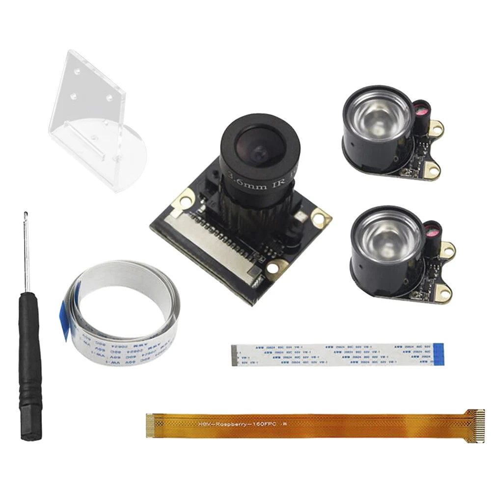 5 в 1 ИК Ночное Видимый 3 6 мм Fisheye Камера Ov5647 + держатель для Raspberry Pi 3B /3B|Веб-камеры| |