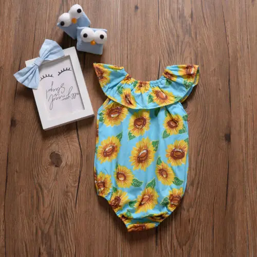 Летний комбинезон для новорожденных девочек с оборками и воротником праздничная