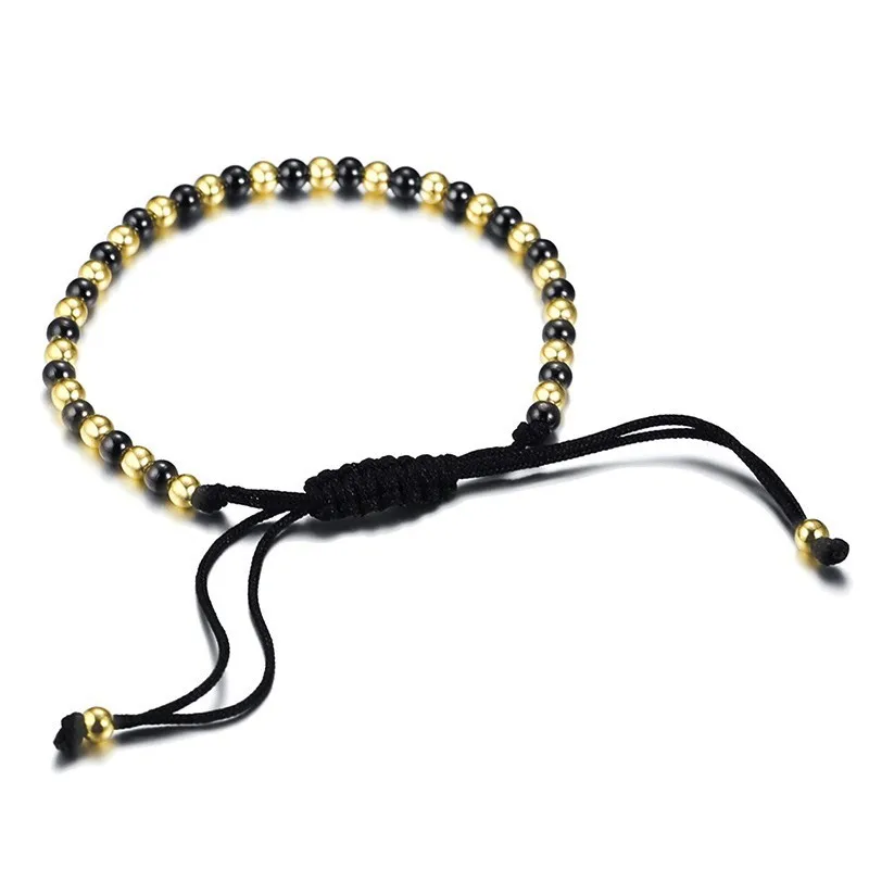 

Vnox 4mm Thin Beads Bracelets for Women Men Adjustable Length Rope Chain Stainless Steel Beads Pulseira