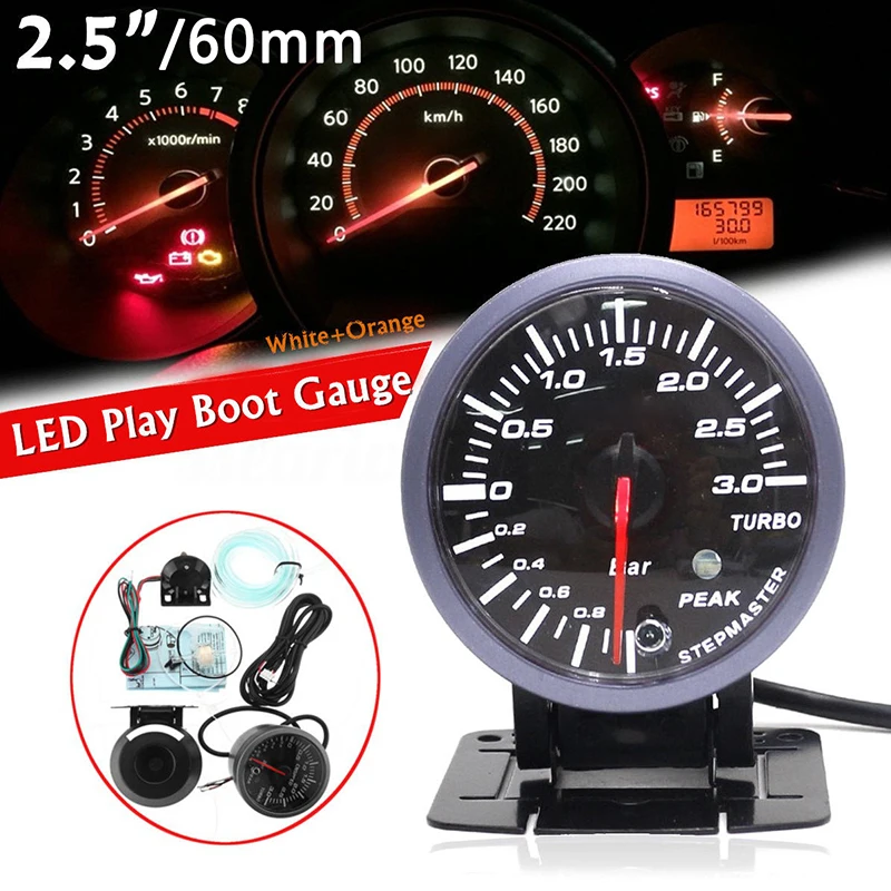 2.5in 60 мм авто светодиодный турбо Boost ВАКУУМНЫЙ МАНОМЕТР|Нагнетатели и запчасти| |