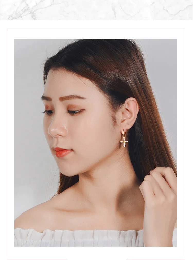 KITEAL 925 Hot 2019 silver Perfume women earrings Cross 30MM boucle doreille femme bijouterie | Украшения и аксессуары