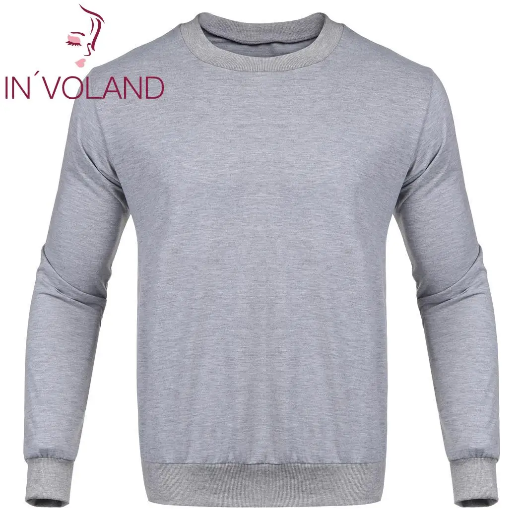 Мужской повседневный однотонный пуловер с круглым вырезом и длинным рукавом |