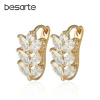 leaf cristal gold hoop earrings for women brincos ouro bijoux cuff earings bijouterie aretes mujer korean fashion jewelry e0411