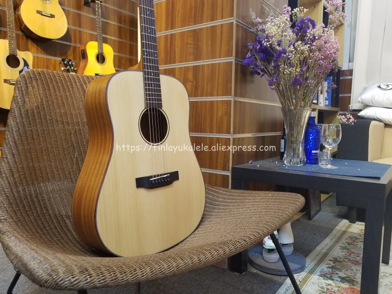 Finlay 41 &quotАкустическая гитара твердая ель/Корпус из красного дерева гитары Китай с