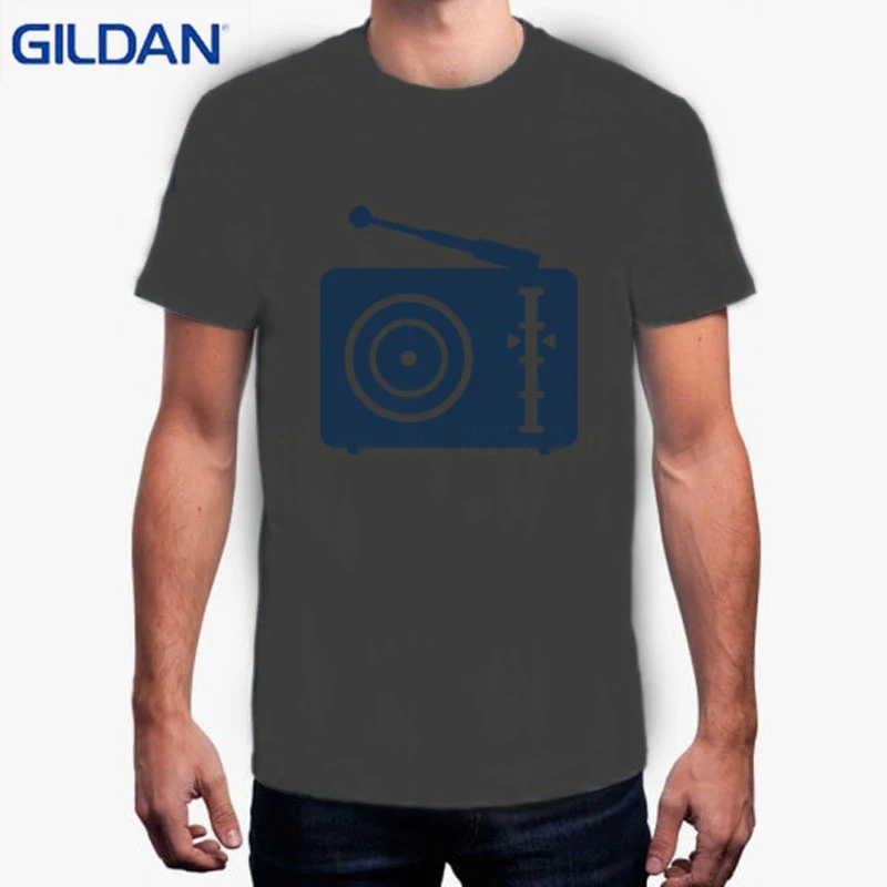 Новый стиль футболка Бренд Gildan Camisas радио символ синий Мужская Классическая Imprime