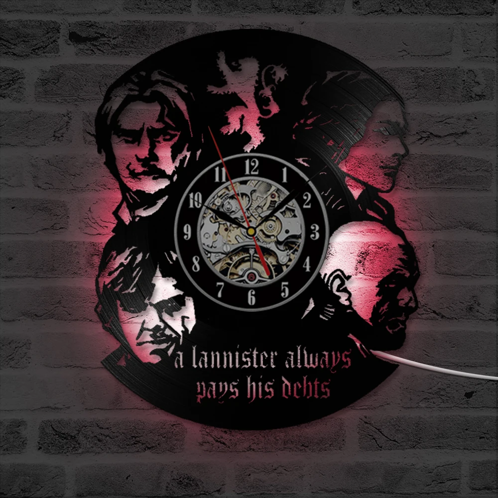 Игра престолов виниловая светодиодная запись дизайн настенные Современные часы