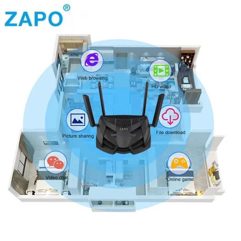 Zapo 2 4G/5G верхний чип Ac 2600 Мбит/с Wifi маршрутизатор беспроводной 16 Мб флэш накопитель