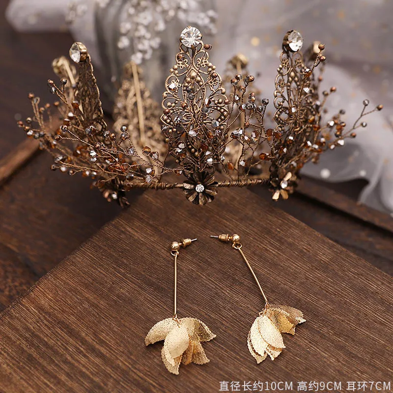 Золотая круглая корона в стиле барокко аксессуары для волос свадьбы ретро