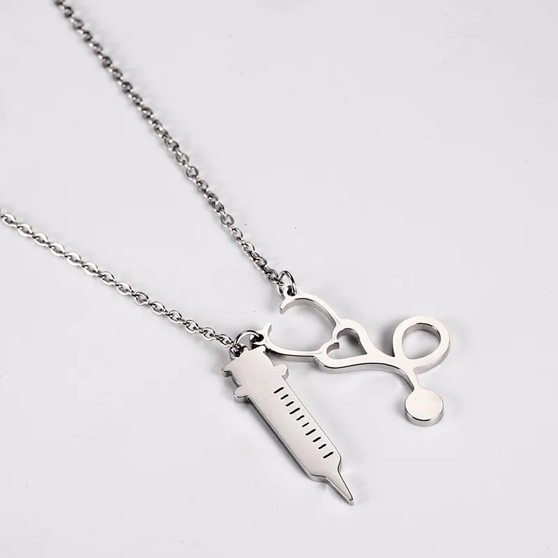 Шприц медицинский из нержавеющей стали подвеска стетоскоп | Украшения и