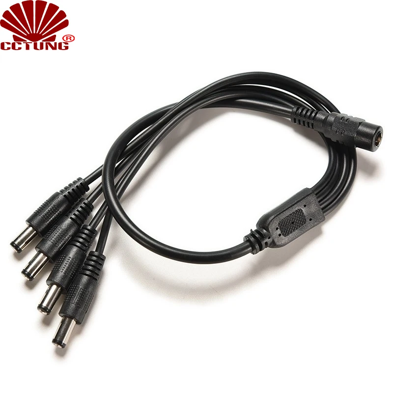 

1 DC Female To 4 Male Plug Power Cord Adapter 2.1X5.5mm Connector Cable Splitter for CCTV Security Camera LED Strip Max 5A Load