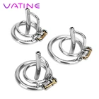 Замок на пенис VATINE из нержавеющей стали, кольцо для пениса, Мужской Пояс верности, секс-игрушки для мужчин, клетка на пенис с катетером, игры для взрослых