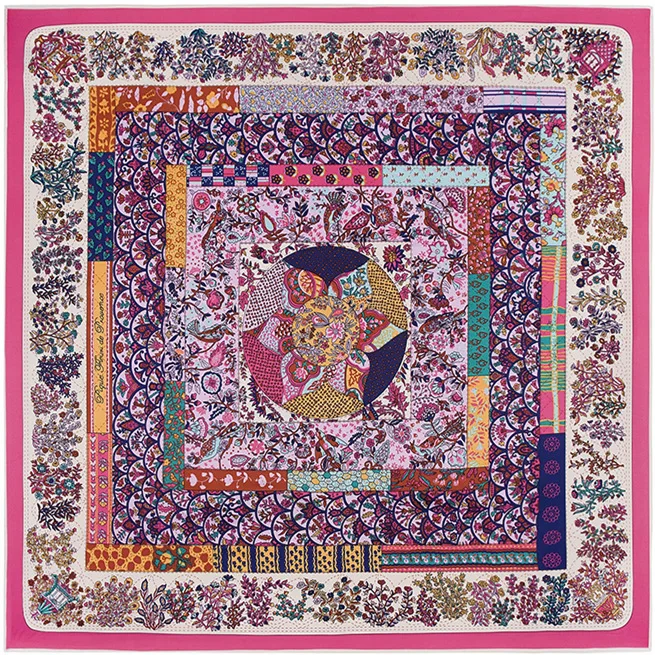 Фото 130*130 см Прованс цветы клетчатый шарф бандана Homme 100% саржевый шелк квадратные