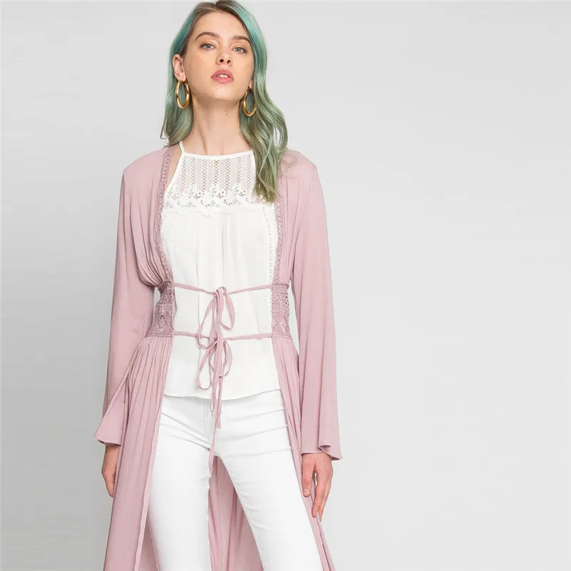 Женское шифоновое кимоно Boho пляжный кардиган однотонный свободный длинный рукав