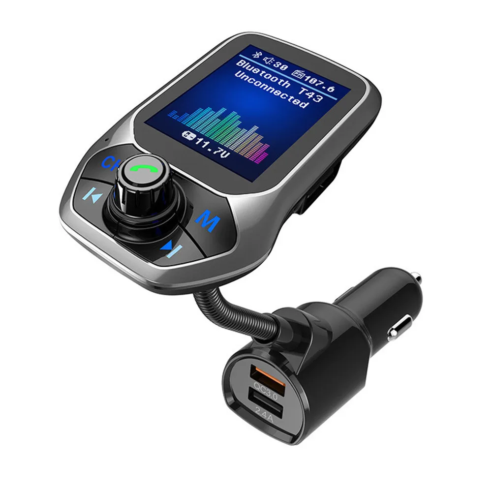T43 Автомобильный Bluetooth Mp3 плеер громкой связи тип-c Fm передатчик Strik поддержка