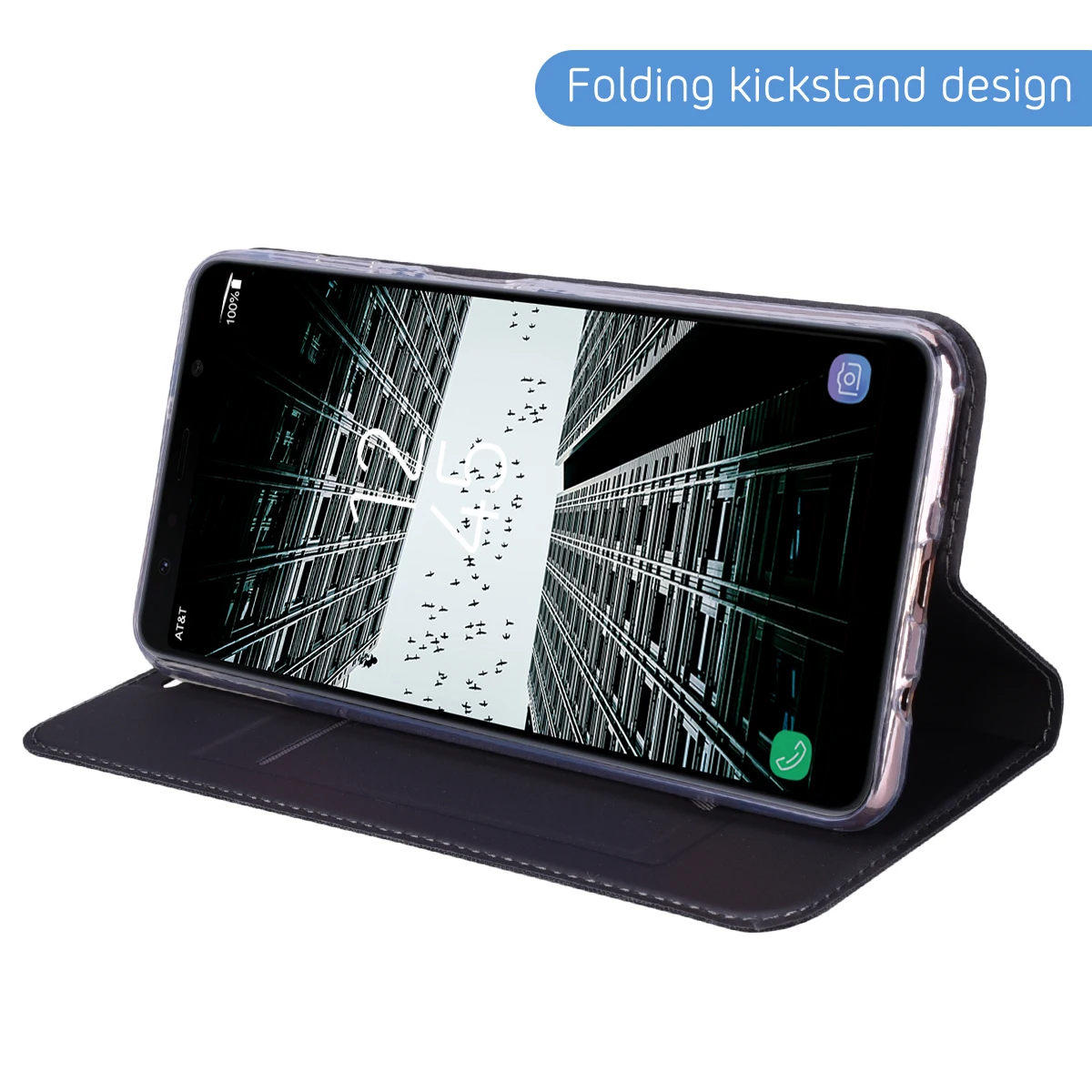 Роскошный кожаный флип чехол для Samsung Galaxy A7 A9 2018 с отделениями карт откидной