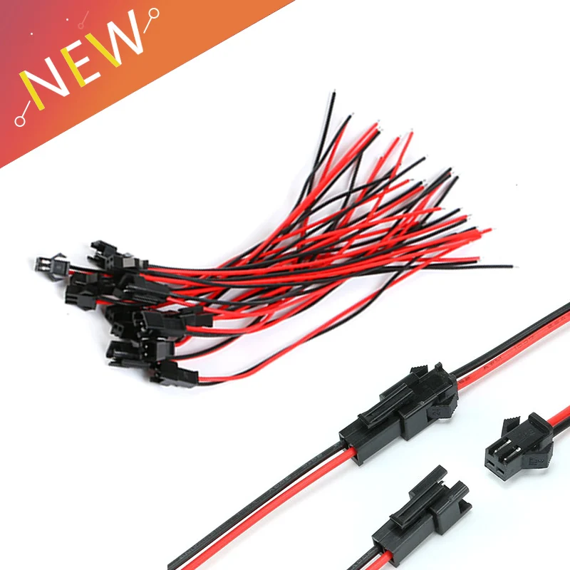 10 пар/2 пары, длина 10 см, JST SM, 2 контакта, разъем «папа-мама», разъем для светодиодной ленты, лампы, ленты, драйвер CCTV