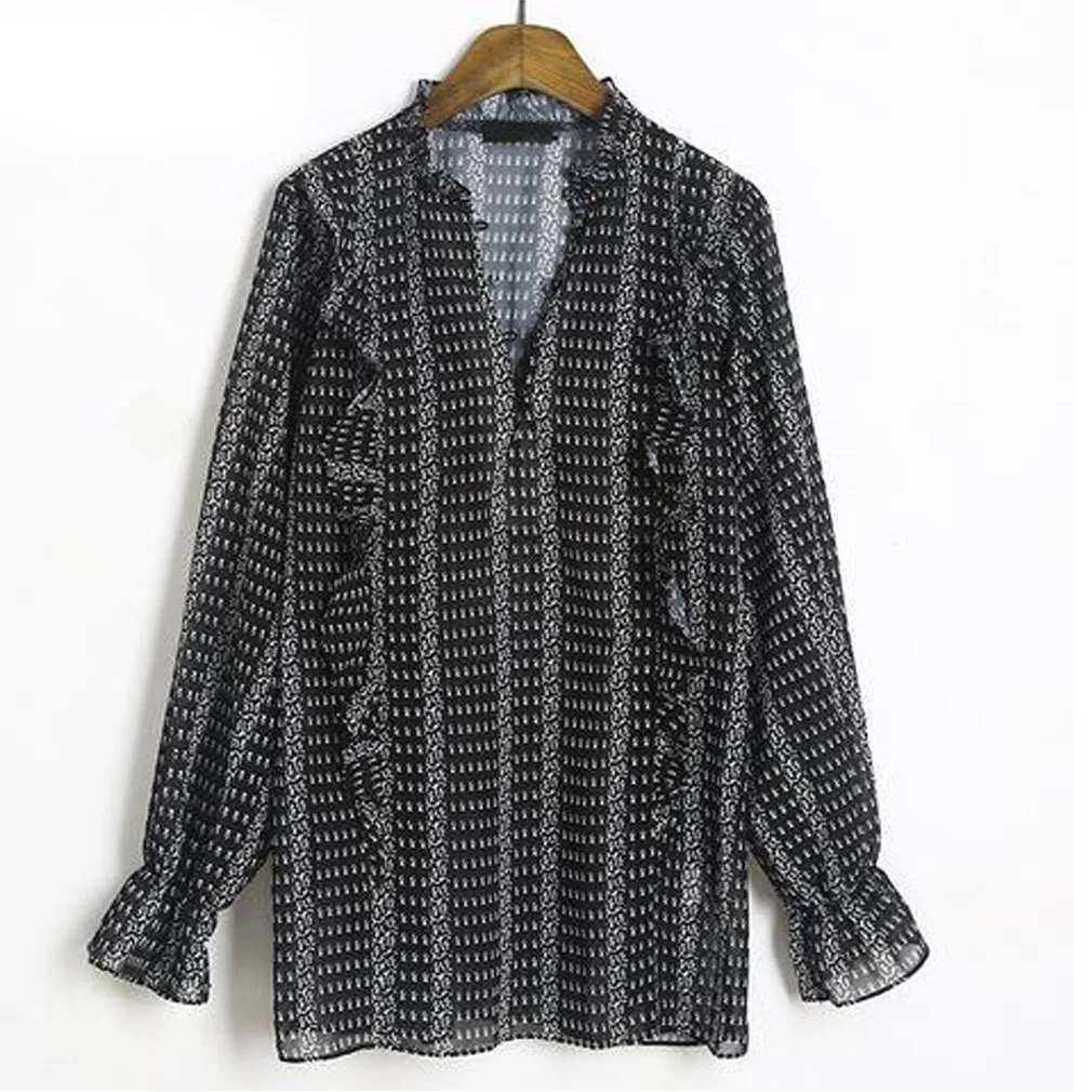 Женская Повседневная офисная блузка в стиле ретро шифоновая Свободная с длинным