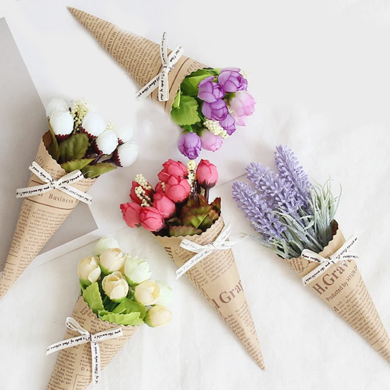 

Mini Paper tube flower Wedding Pure and fresh Decoration Photo props bouquet Accessories Dried flowers Birthday Present Rose