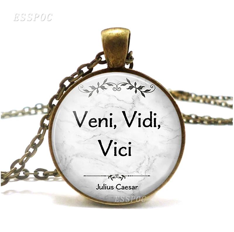 Veni Vidi Vici Come я видел как победил Юлиуса цезара ожерелье с цитатой ретро стиль