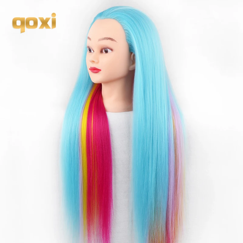 Qoxi Professional training heads with long thick hairs practice Hairdressing mannequin dolls hair Styling maniqui tete for sale |