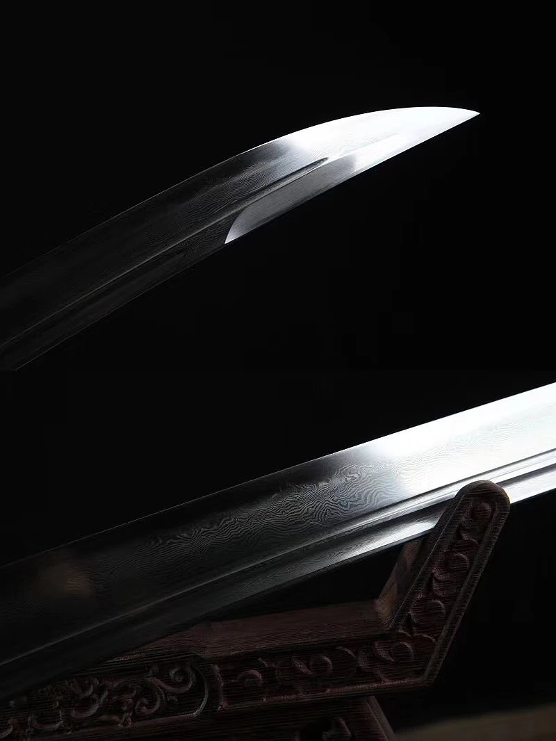 Чистый медный Катана прямой клинок дамасский меч в сложенном виде сталь Династия