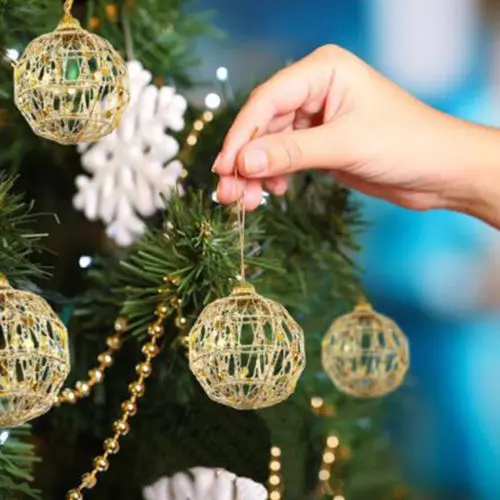 4 шт./компл. круглые шары рождественские золотые безделушки украшения для