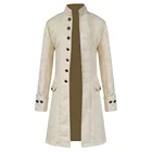 Ретро Мужская Готическая парча куртка пальто стимпанк Стенд воротник костюмы с длинными рукавами плащ-манто Homme