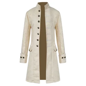 Ретро Мужская Готическая парча куртка пальто стимпанк Стенд воротник костюмы с длинными рукавами плащ-манто Homme